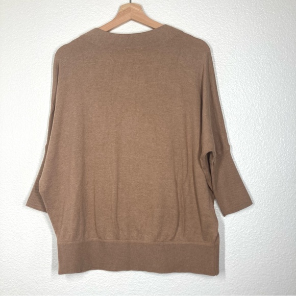 Matty M Women's Pullover 3/4 Sleeve V Neck Sweater Tan Medium Minimalist 6%wool - Picture 13 of 15